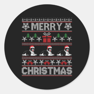 Bulldog Family Matching Grappig Lelijk Kerstzweet Ronde Sticker