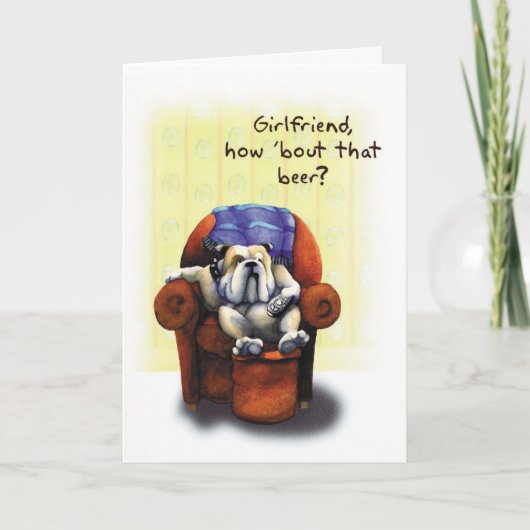 Bulldog fauteuil - Funny Birthday Kaart (Voorkant)