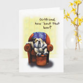 Bulldog fauteuil - Funny Birthday Kaart (Gele Bloem)