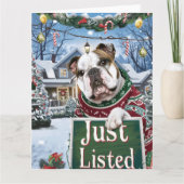 Bulldog Feestelijke makelaar Kerstmis Kaart (Voorkant)
