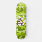 Bulldog; felgroene camo, camouflage persoonlijk skateboard (Voorkant)