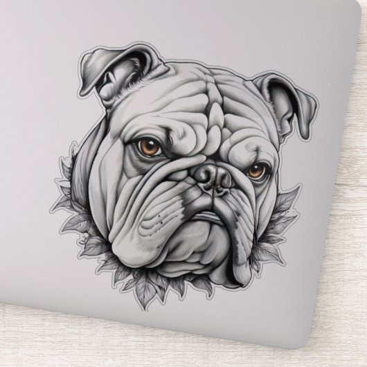 Bulldog Fierce & Loyal Design voor Hondenliefhebbe Sticker (Detail)