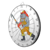 Bulldog Firefighter Pike Pole Fire Ax Tekening Dartbord (Voorkant Rechts)