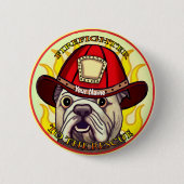 Bulldog Firefighter Ronde Button 5,7 Cm (Voorkant)