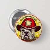Bulldog Firefighter Ronde Button 5,7 Cm (Voorkant /achterkant)