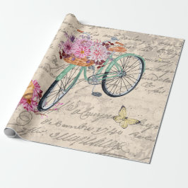  Bulldog Floral Bicycle Ephemera Ontkoppeling Cadeaupapier