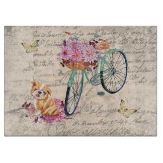 Bulldog Floral Bicycle Ephemera Ontkoppeling Snijplank