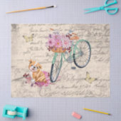 Bulldog Floral Bicycle Ephemera Ontkoppeling Tissuepapier (Craft)