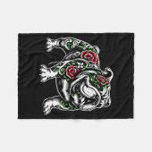 Bulldog Floral Red Rose Mens Womens  Fleece Deken (Voorkant (Horizontaal))