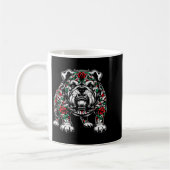 Bulldog Floral Red Rose Mens Womens  Koffiemok (Links)