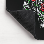 Bulldog Floral Red Rose Mens Womens  Muismat (Hoek)