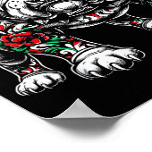 Bulldog Floral Red Rose Mens Womens Poster (Hoek)