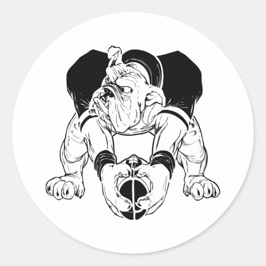 Bulldog Football Ronde Sticker (Voorkant)
