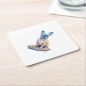 Bulldog Francés Colorido y Artístico  Kartonnen Onderzetters (Schuin)