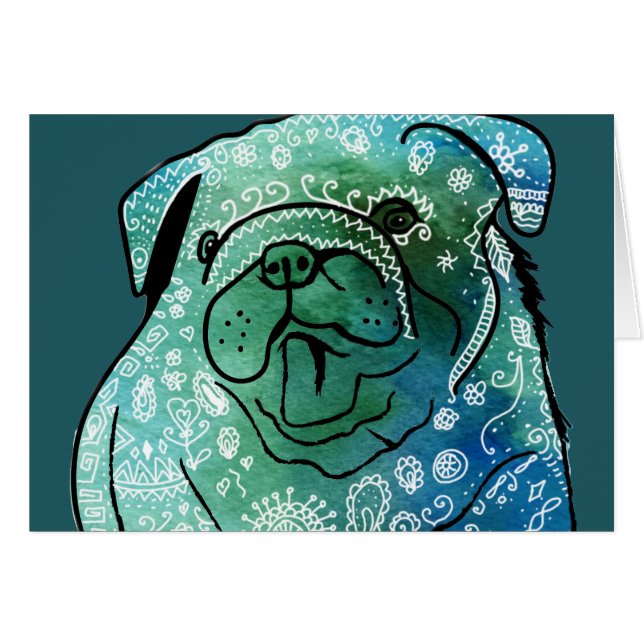 Bulldog Frans Buldog Briefkaart (Voorkant Horizontaal)