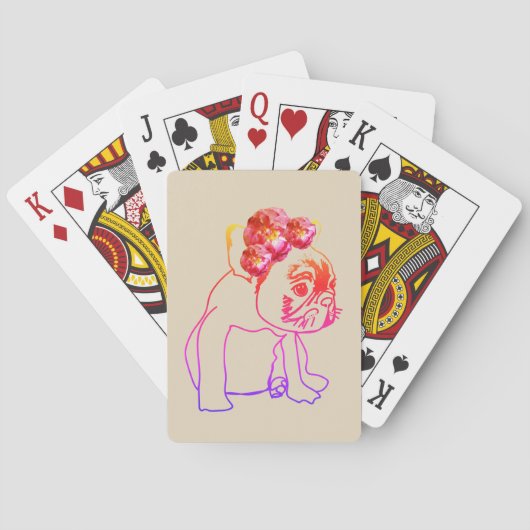 Bulldog Franse buldog puppy hond spelen kaarten (Achterkant)