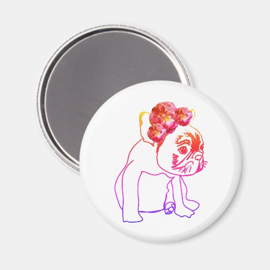 Bulldog Franse buldog puppy zoete hond magneet (Voorkant / Achterkant)