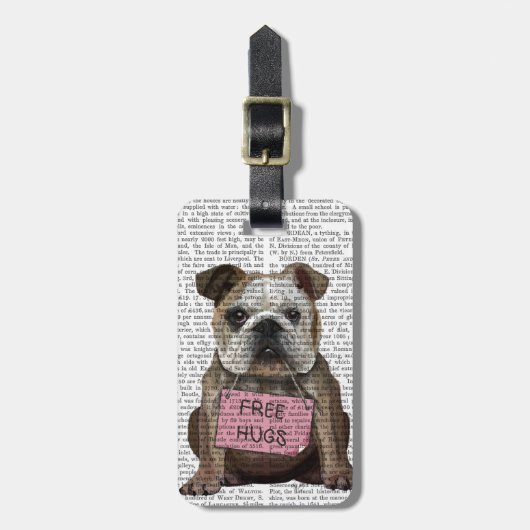 Bulldog Free Hugs Bagagelabel (Voorkant verticaal)