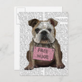 Bulldog Free Hugs Briefkaart (Voorkant / Achterkant)