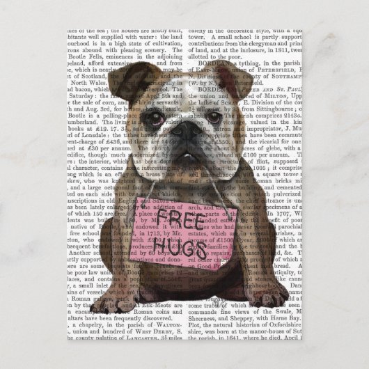 Bulldog Free Hugs Briefkaart (Voorkant)