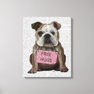 Bulldog Free Hugs Canvas Afdruk