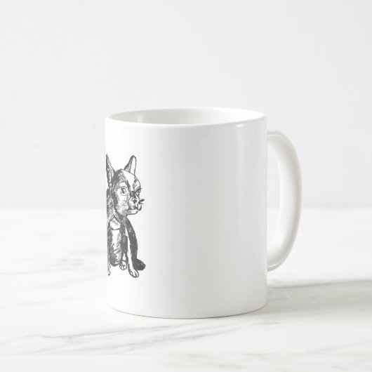 Bulldog French Buldog draw White Mok (Voorkant rechts)