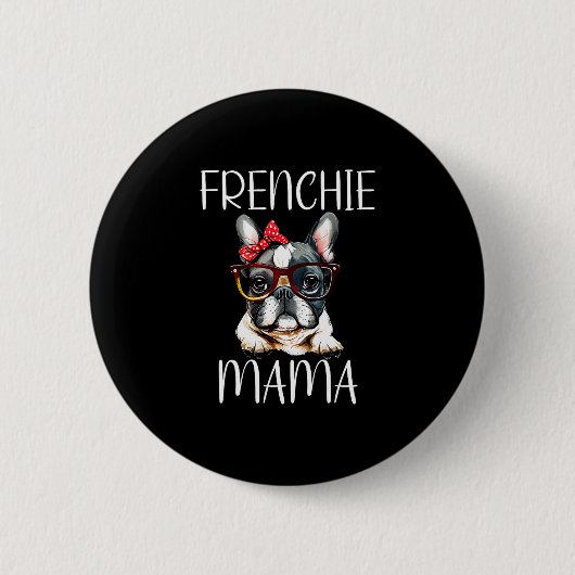 Bulldog Frenchie Mama Waterverf Dog Moederdag Ronde Button 5,7 Cm (Voorkant)