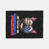 Bulldog Frenchie Merica Draag Sungles 4 juli Fleece Deken (Voorkant (Horizontaal))