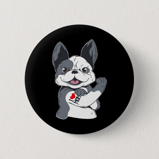 Bulldog Funny Ik hou van mam Tattoo Ronde Button 5,7 Cm (Voorkant)