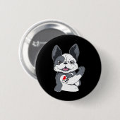 Bulldog Funny Ik hou van mam Tattoo Ronde Button 5,7 Cm (Voorkant /achterkant)