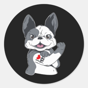 Bulldog Funny Ik hou van mam Tattoo Ronde Sticker