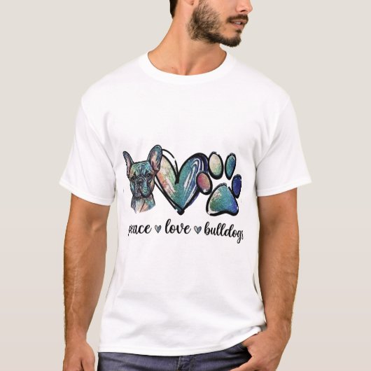 Bulldog Galaxy Vredesprint T-shirt (Voorkant)