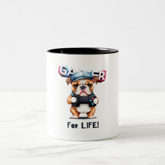 Bulldog Gamer voor het Leven Coffee Tea Mok (Center)