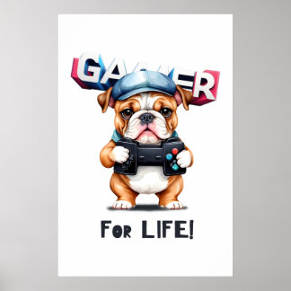 Bulldog Gamer voor het Leven Poster