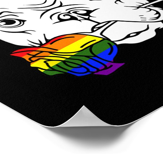 Bulldog Gay Pride Roos LGBT-Q Rainbow Frenchie Dog Poster (Hoek)