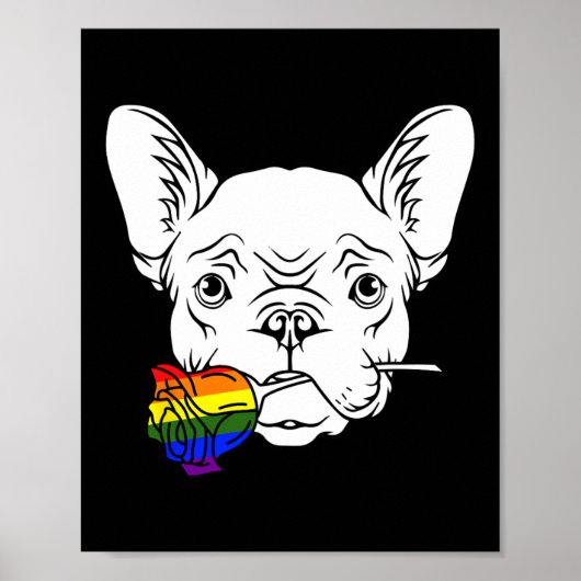 Bulldog Gay Pride Roos LGBT-Q Rainbow Frenchie Dog Poster (Voorkant)