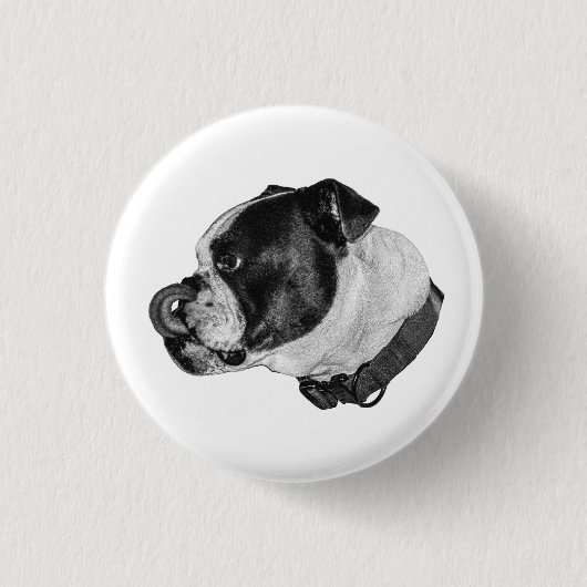 Bulldog gearceerde sticker ronde button 3,2 cm (Voorkant)