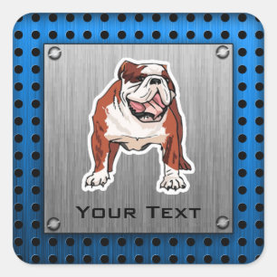 Bulldog; Geborsteld metaal look Vierkante Sticker