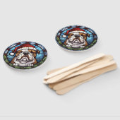 Bulldog Gebrandschilderd Glas Kerstmis Handwaaier (Niet-gemonteerd)