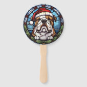 Bulldog Gebrandschilderd Glas Kerstmis Handwaaier (Voorkant)