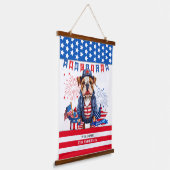 Bulldog Gelukkig 4th van juli Amerika Onafhankelij Hangend Wandkleed (Gebogen)