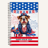 Bulldog Gelukkig 4th van juli Amerika Onafhankelij Notitieboek (Voorkant)
