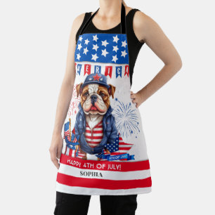 Bulldog Gelukkig 4th van juli Amerika Onafhankelij Schort