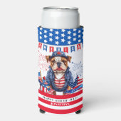 Bulldog Gelukkig 4th van juli Amerika Onafhankelij Seltzer Blikjeskoeler (Seltzer Voorkant)