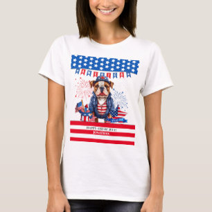 Bulldog Gelukkig 4th van juli Amerika Onafhankelij T-shirt