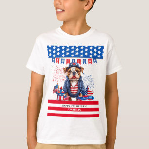 Bulldog Gelukkig 4th van juli Amerika Onafhankelij T-shirt