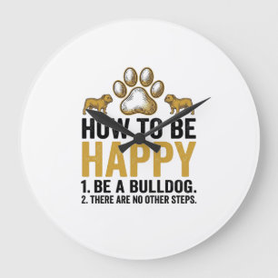 Bulldog Gelukkig Citaat Vintage Gravure Hond Liefh Grote Klok