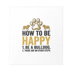 Bulldog Gelukkig Citaat Vintage Gravure Hond Liefh Notitieblok
