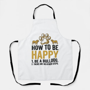 Bulldog Gelukkig Citaat Vintage Gravure Hond Liefh Schort