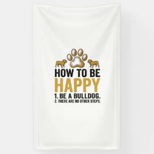 Bulldog Gelukkig Citaat Vintage Gravure Hond Liefh Spandoek